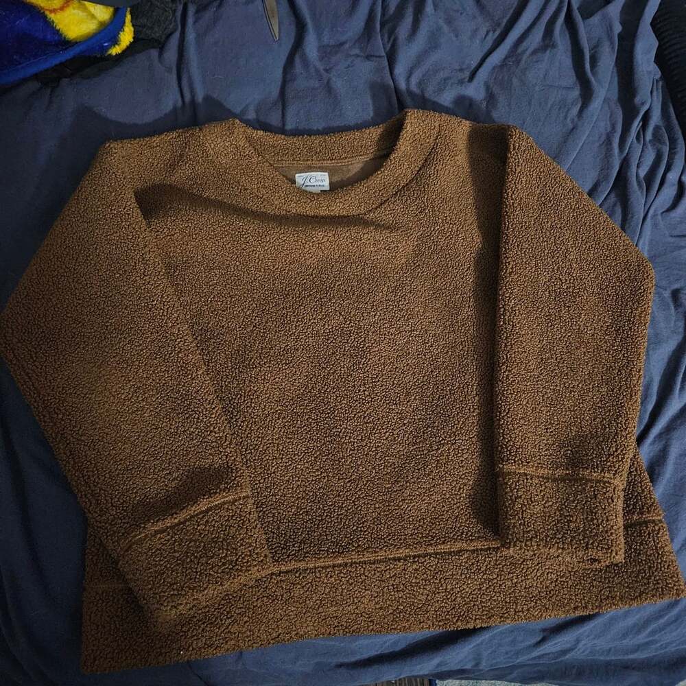 J. Crew Vintage Fleece Faux Fur Sherpa Sweatshirt Brown XS